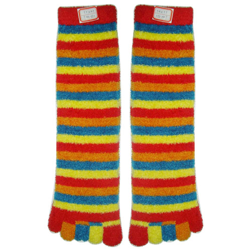 Clorized Stripe Five Toes Plumy Socks